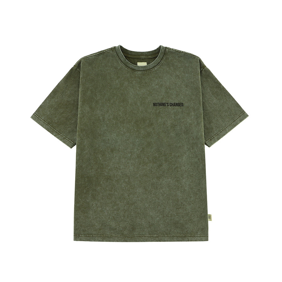 SNOW WASH PHOTO PRINT TEE - OLIVE