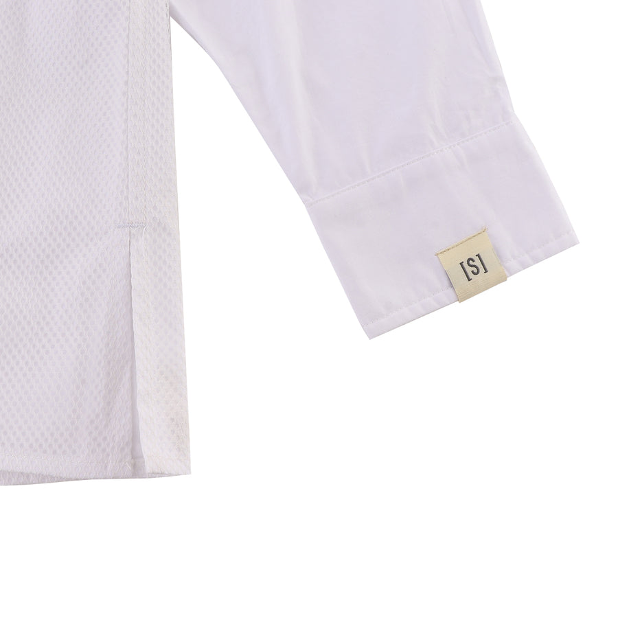 MESH PANEL SHIRT - WHITE