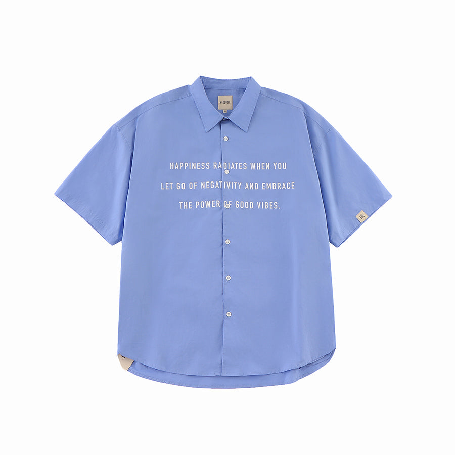 GOOD VIBES PRINT SHIRT - BLUE