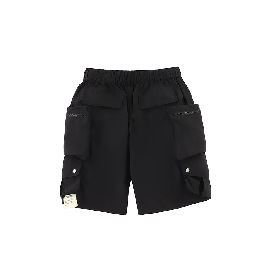 NYLON 3D POCKET SHORTS - BLACK