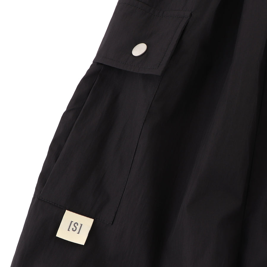 COTTON/NYLON POCKETS LONG DRESS - BLACK