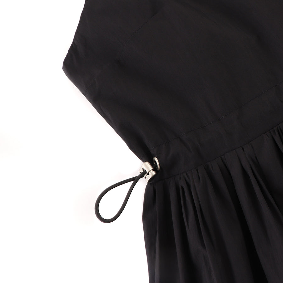 COTTON/NYLON POCKETS LONG DRESS - BLACK