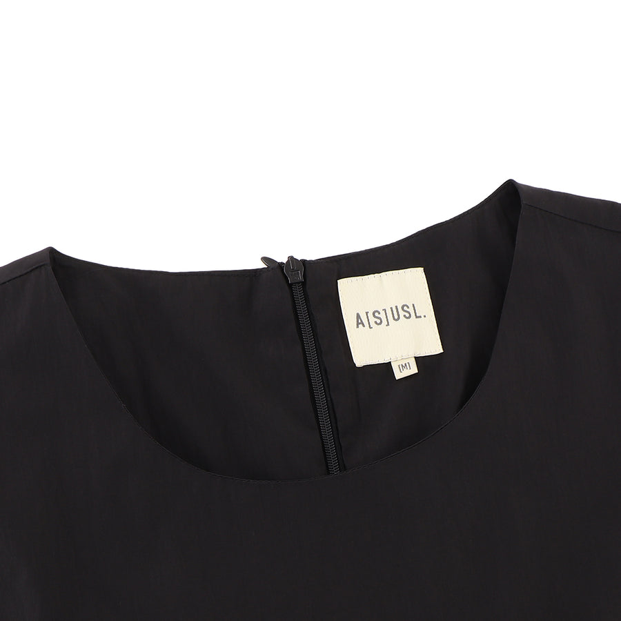 COTTON/NYLON POCKETS LONG DRESS - BLACK