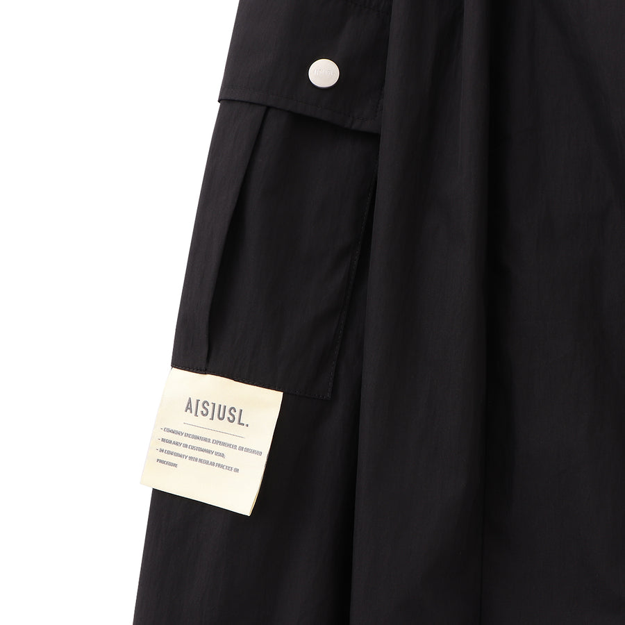 COTTON/NYLON POCKETS LONG DRESS - BLACK