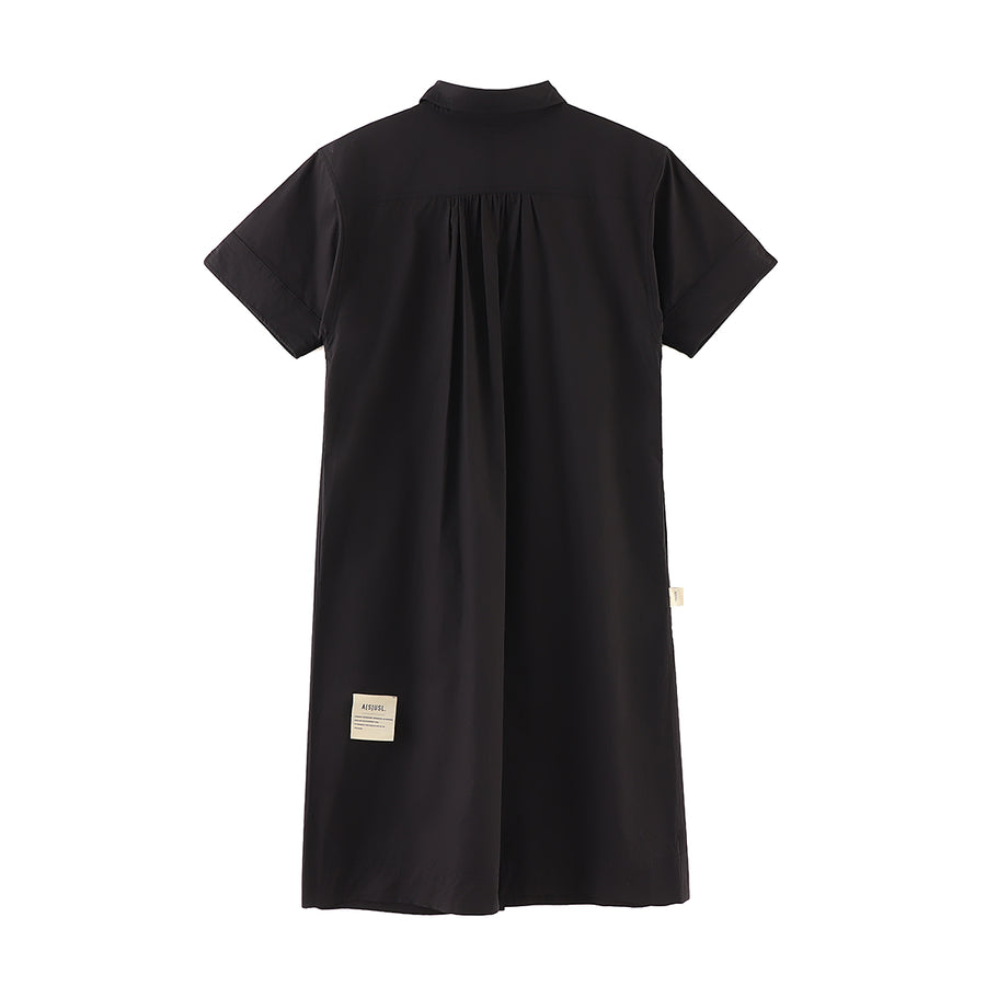 POCKET SHIRT DRESS - BLACK