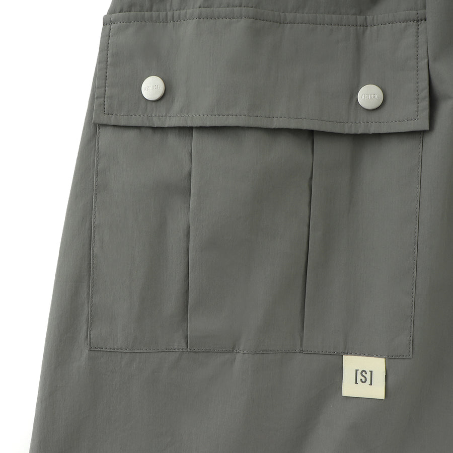 COTTON/NYLON POCKETS LONG DRESS - CHARCOAL