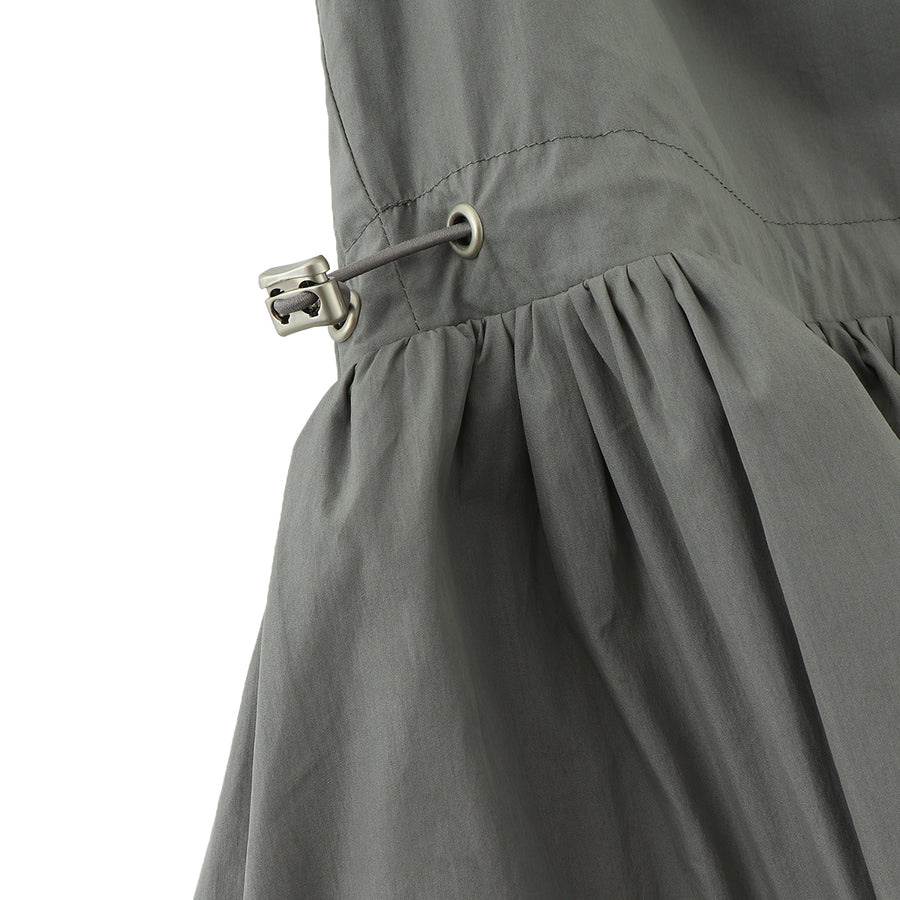 COTTON/NYLON POCKETS LONG DRESS - CHARCOAL