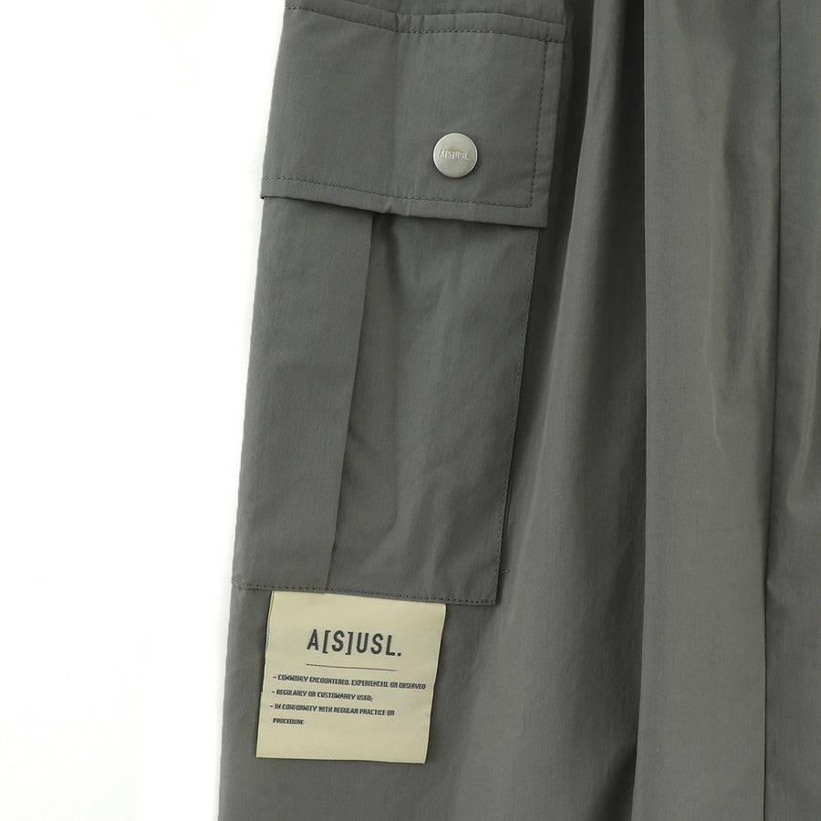 COTTON/NYLON POCKETS LONG DRESS - CHARCOAL
