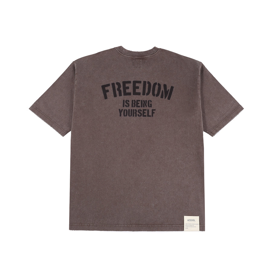 SNOW WASH FREEDOM TEE - BROWN