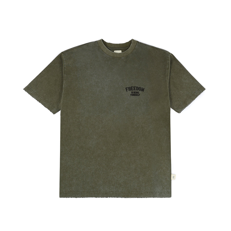 SNOW WASH FREEDOM TEE - OLIVE