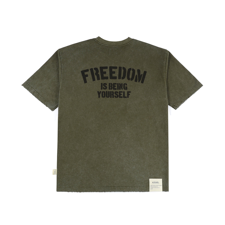 SNOW WASH FREEDOM TEE - OLIVE