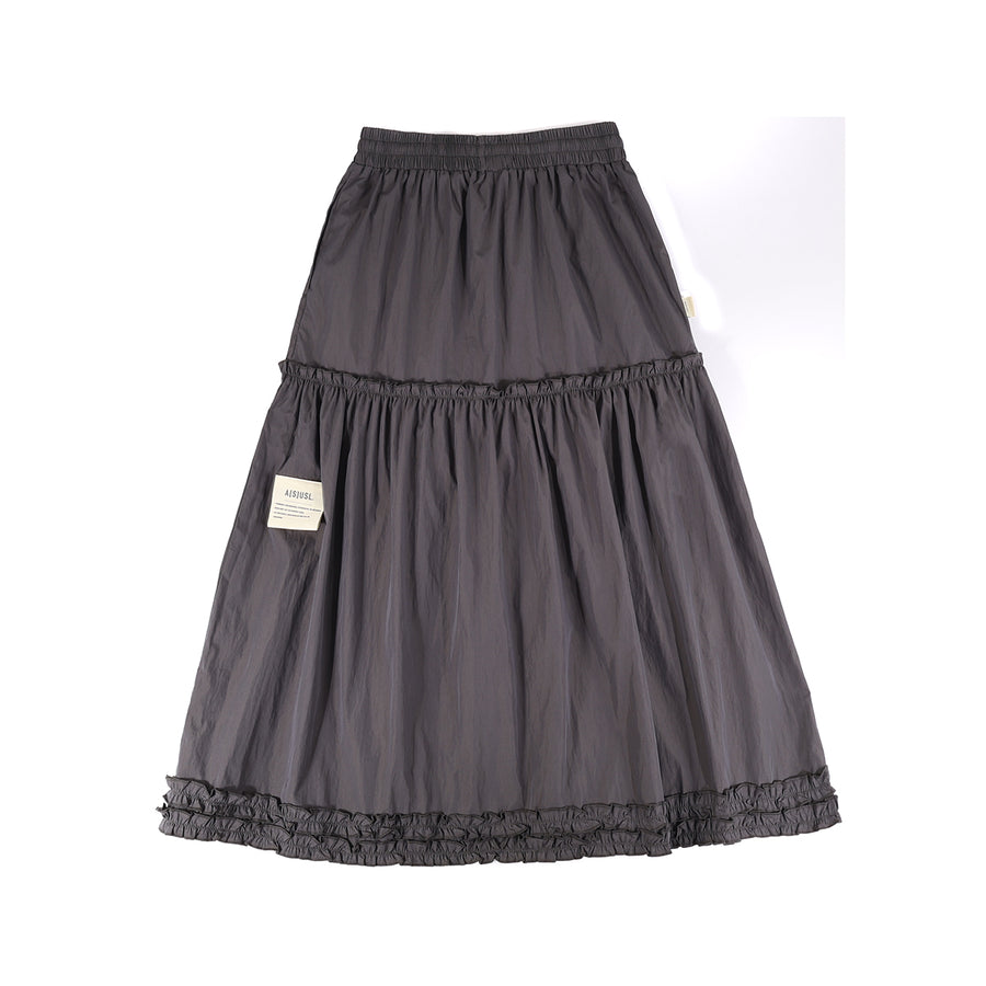 2 LAYERS RUFFLES SKIRT - CHARCOAL