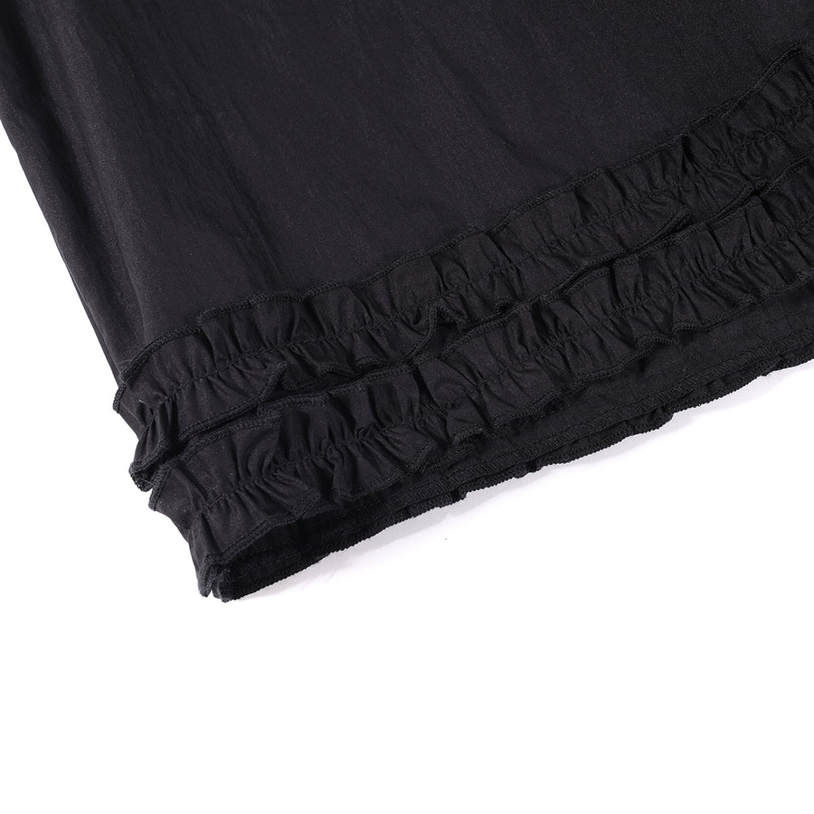 2 LAYERS RUFFLES SKIRT - BLACK