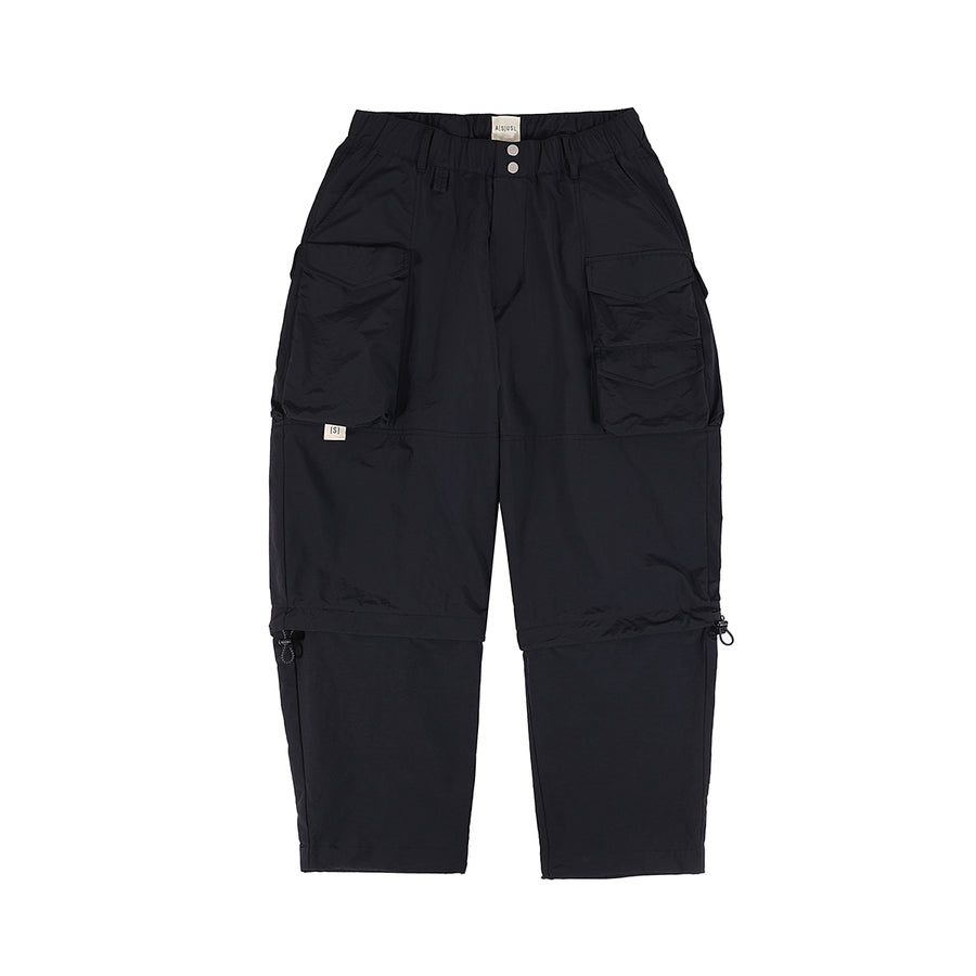 2 WAYS DETACHABLE MULTI POCKETS PANTS - BLACK