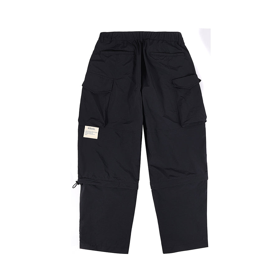 2 WAYS DETACHABLE MULTI POCKETS PANTS - BLACK