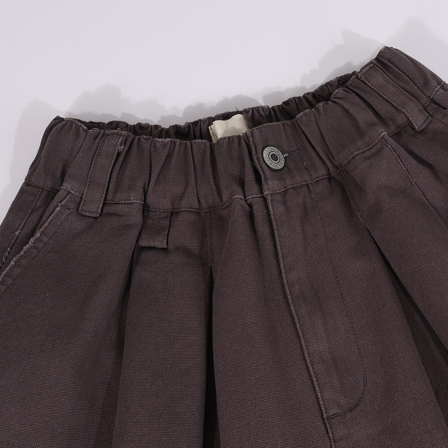 CANVAS MULTI POCKETS WIDE PANTS - CHARCOAL