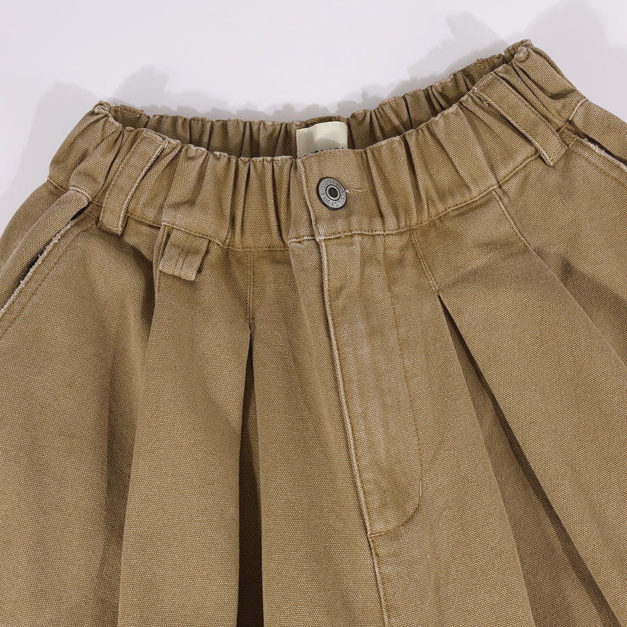CANVAS MULTI POCKETS WIDE PANTS - BROWN