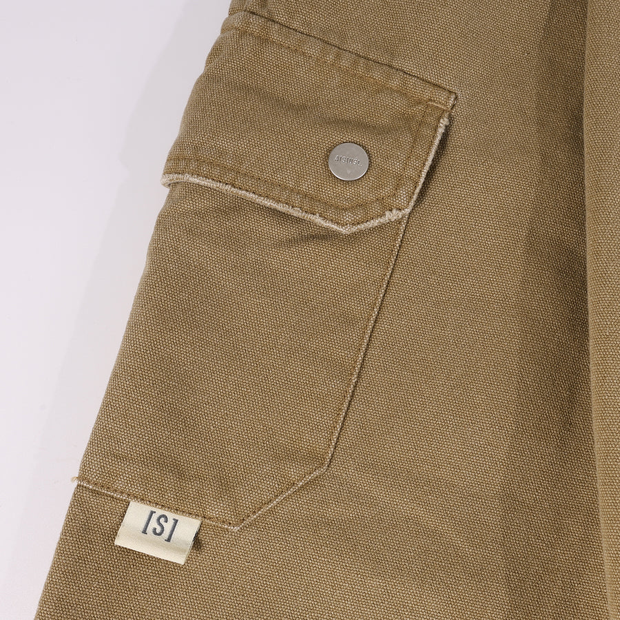 CANVAS MULTI POCKETS WIDE PANTS - BROWN