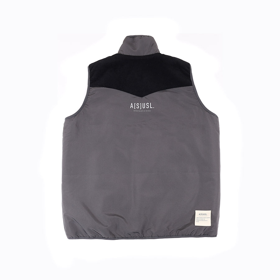 REVERSIBLE PATCHWORK PADDING VEST - CHARCOAL – ASUSL