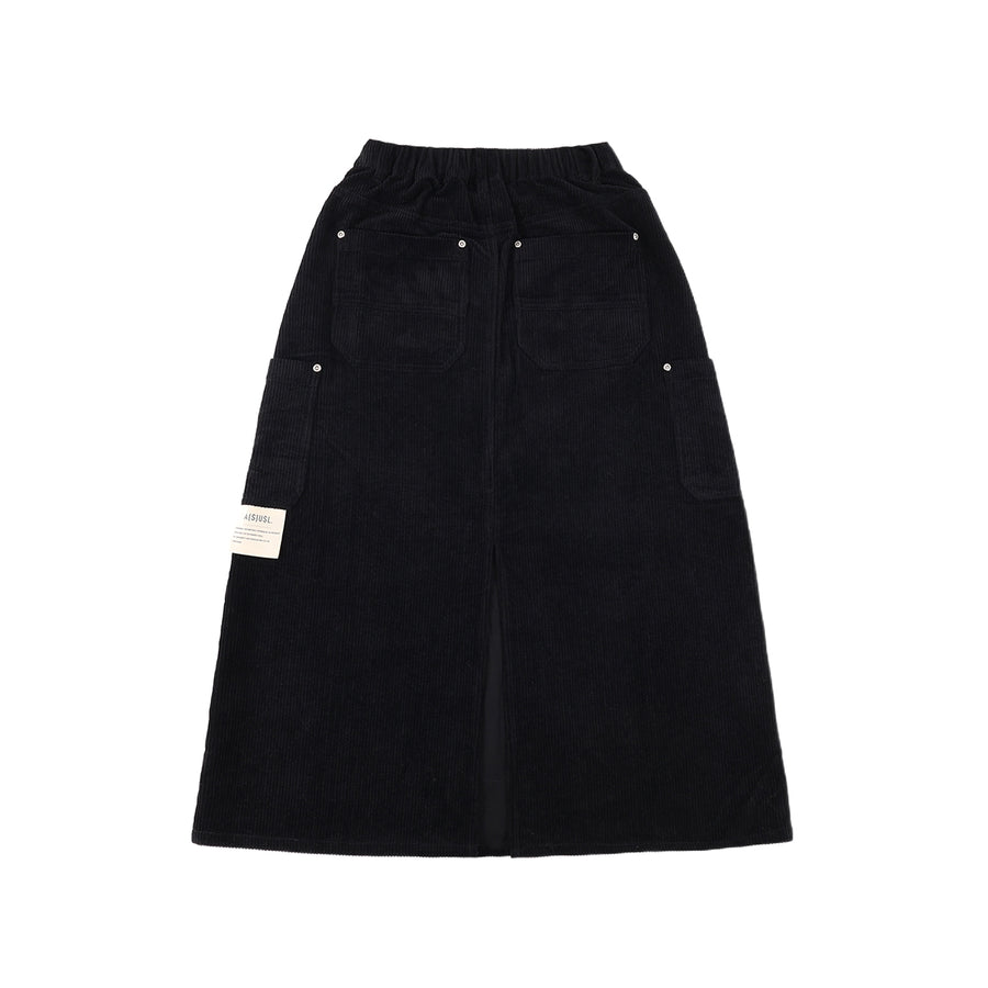 PATCH POCKETS A-LINE CORDUROY SKIRT-BLACK – ASUSL