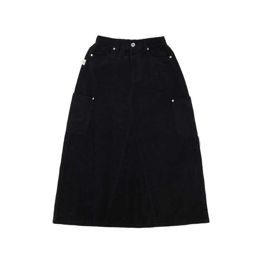 PATCH POCKETS A-LINE CORDUROY SKIRT-BLACK – ASUSL