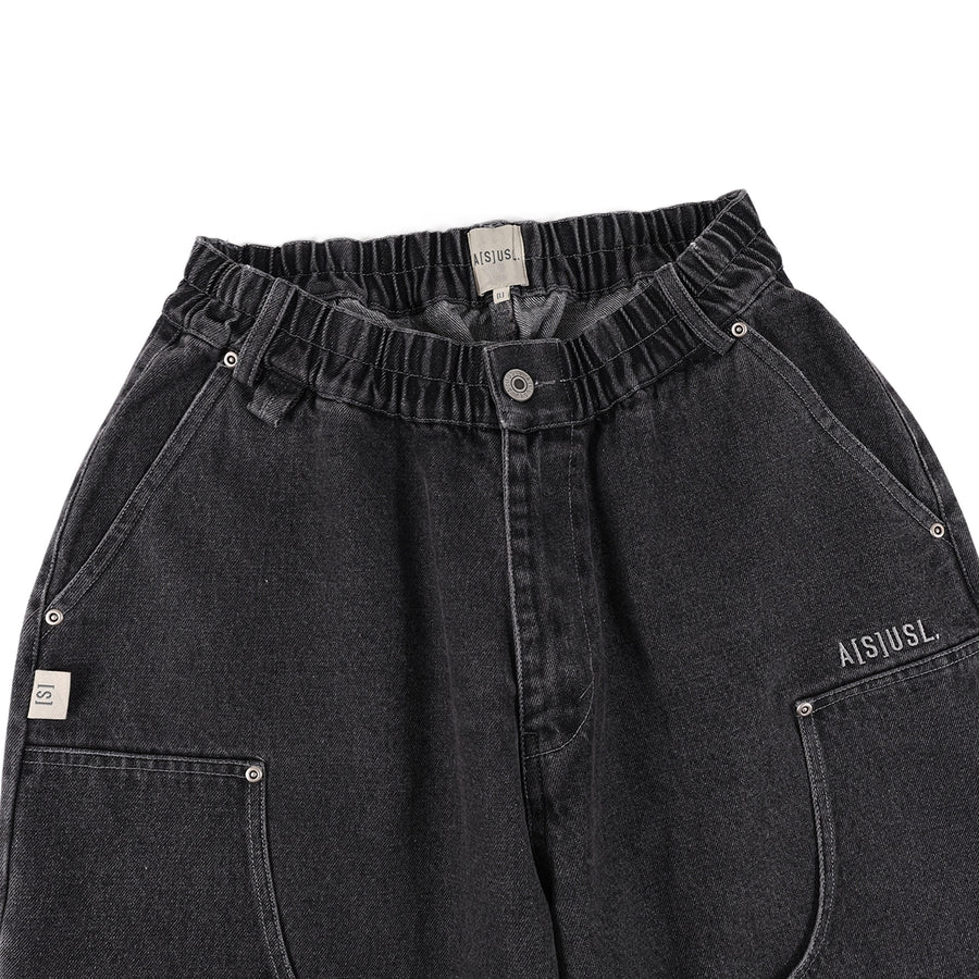DENIM PATCHWORK PANTS- DENIM BLACK – ASUSL