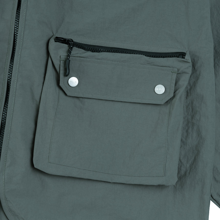 NYLON ZIPPER POCKET JACKET - FOREST