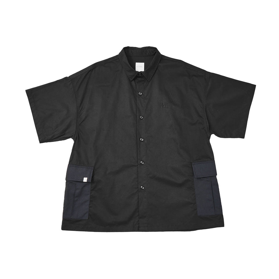Oversize Military Shirt - BLACK