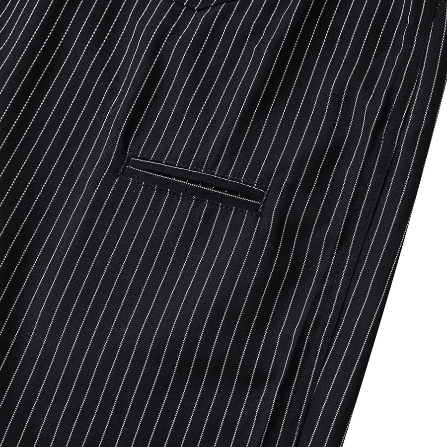 PINSTRIPE WIDE SHORTS - BLACK